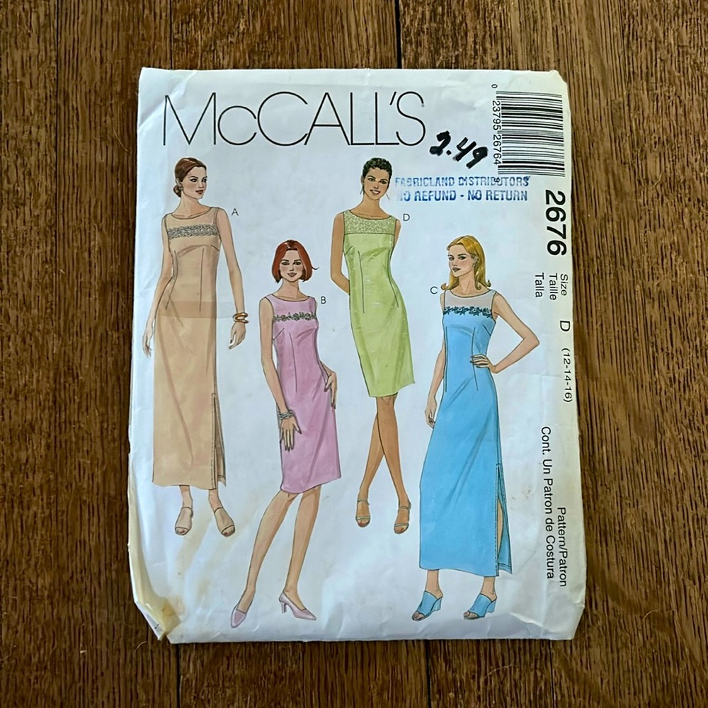 Vintage McCall’s (2676) Sewing Pattern, Uncut